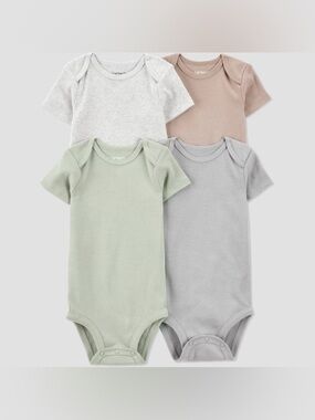 Carter's Just One You Baby 4pk Short Sleeve Solid Bodysuit - NEWBORN Crotch Snap